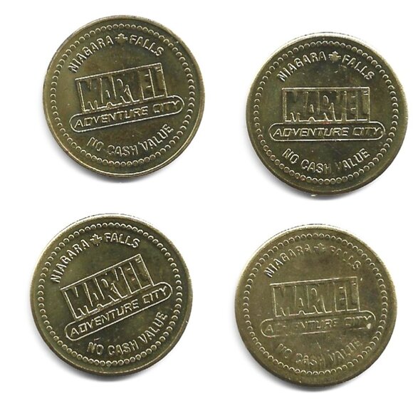 Marvel Adventure City Niagara Falls Set of 4 Superhero Video Arcade Tokens (8-9) - Picture 2 of 2